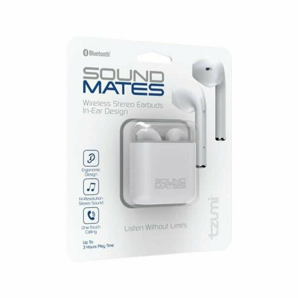 Tzumi Soundmates Bluetooth Earbuds with Wireless Charging, White TZ566900